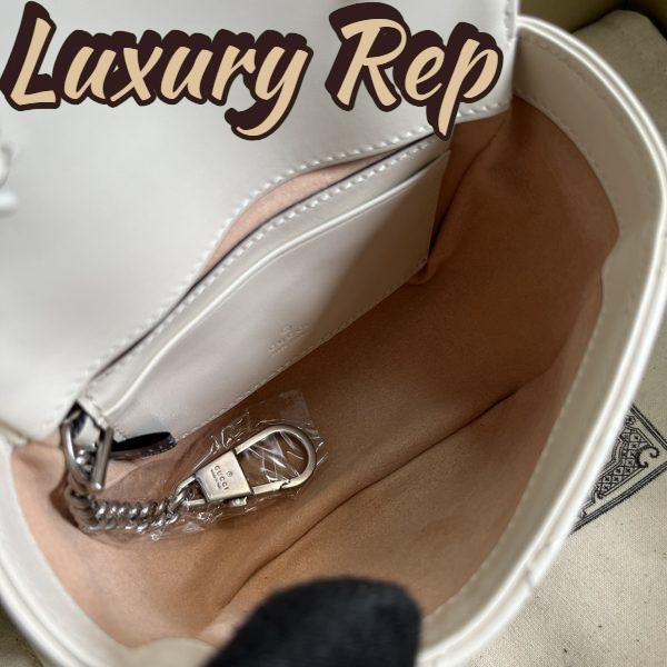 Replica Gucci Women GG Marmont Belt Bag White Chevron Matelassé Leather 10