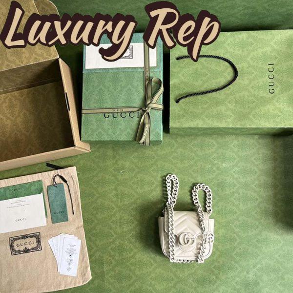 Replica Gucci Women GG Marmont Belt Bag White Chevron Matelassé Leather 11