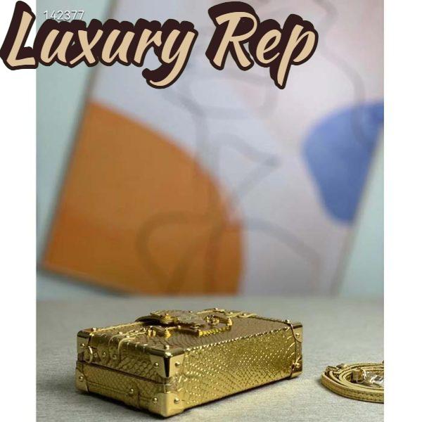 Replica Louis Vuitton LV Women Petite Malle Handbag Metallise Golden Hour Brilliant Alligator Leather 6
