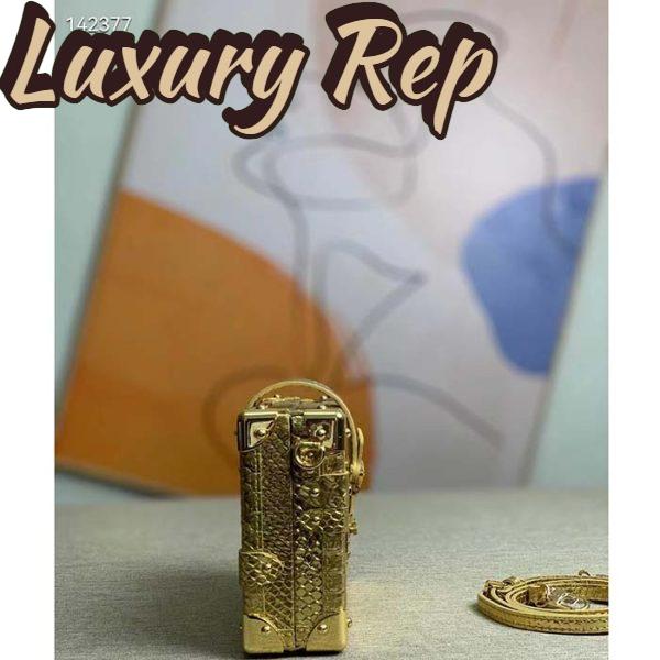 Replica Louis Vuitton LV Women Petite Malle Handbag Metallise Golden Hour Brilliant Alligator Leather 8
