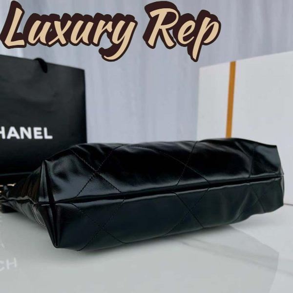 Replica Chanel Women 22 Handbag Shiny Calfskin Gold-Tone Metal Black 7