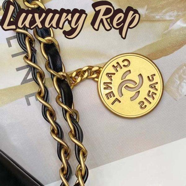 Replica Chanel Women 22 Handbag Shiny Calfskin Gold-Tone Metal Black 12