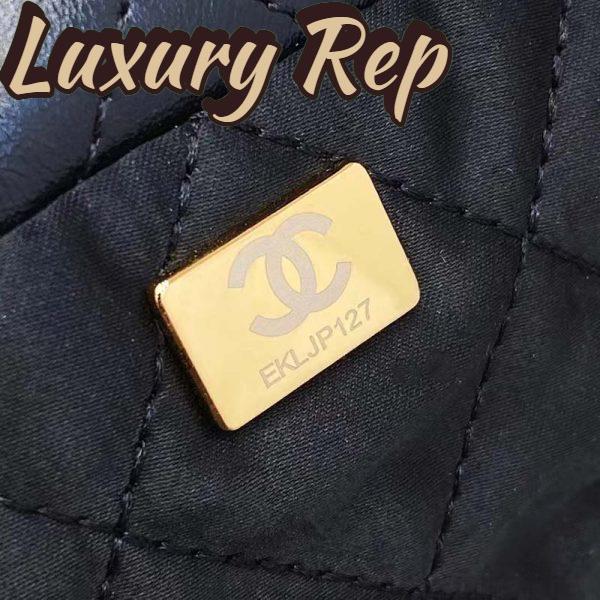 Replica Chanel Women 22 Handbag Shiny Calfskin Gold-Tone Metal Black 13