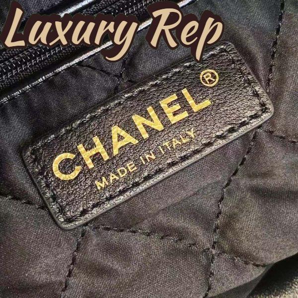 Replica Chanel Women 22 Handbag Shiny Calfskin Gold-Tone Metal Black 14
