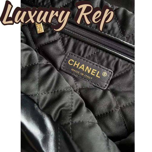 Replica Chanel Women 22 Handbag Shiny Calfskin Gold-Tone Metal Black 15