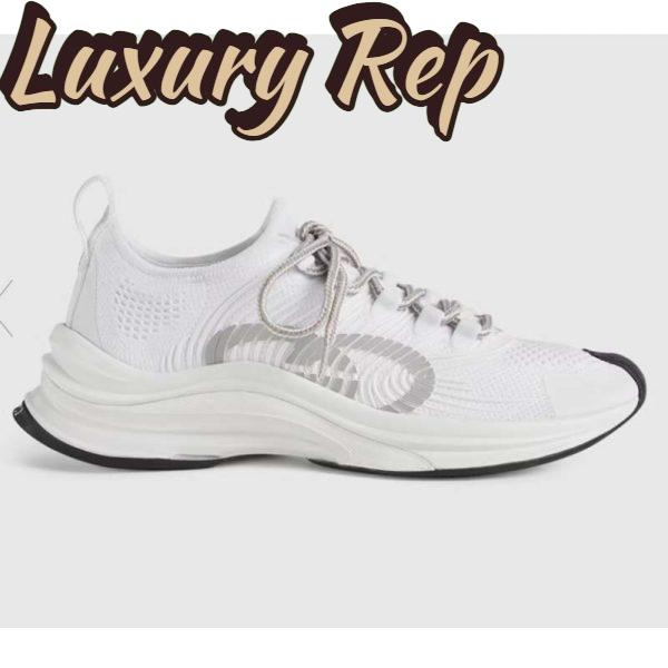Replica Gucci Unisex GG Run Sneaker White Technical Knit Fabric Rubber Interlocking G