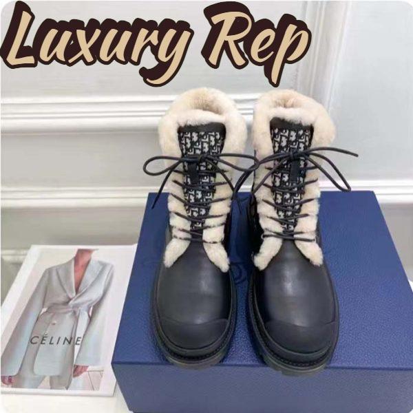 Replica Dior Unisex Dior Explorer Ankle Boot Black Smooth Calfskin Beige Black Oblique Jacquard 5