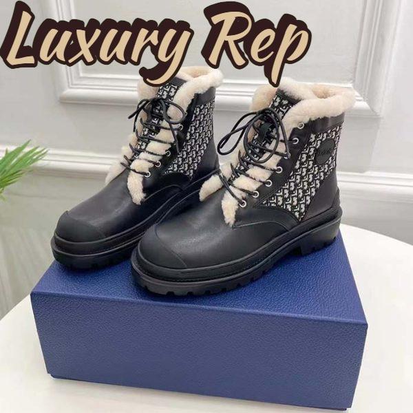 Replica Dior Unisex Dior Explorer Ankle Boot Black Smooth Calfskin Beige Black Oblique Jacquard 6