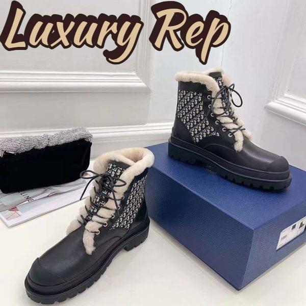 Replica Dior Unisex Dior Explorer Ankle Boot Black Smooth Calfskin Beige Black Oblique Jacquard 8
