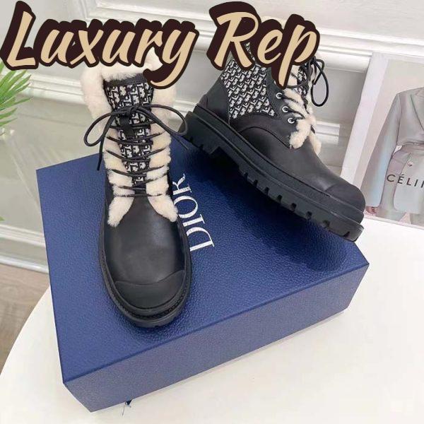 Replica Dior Unisex Dior Explorer Ankle Boot Black Smooth Calfskin Beige Black Oblique Jacquard 9