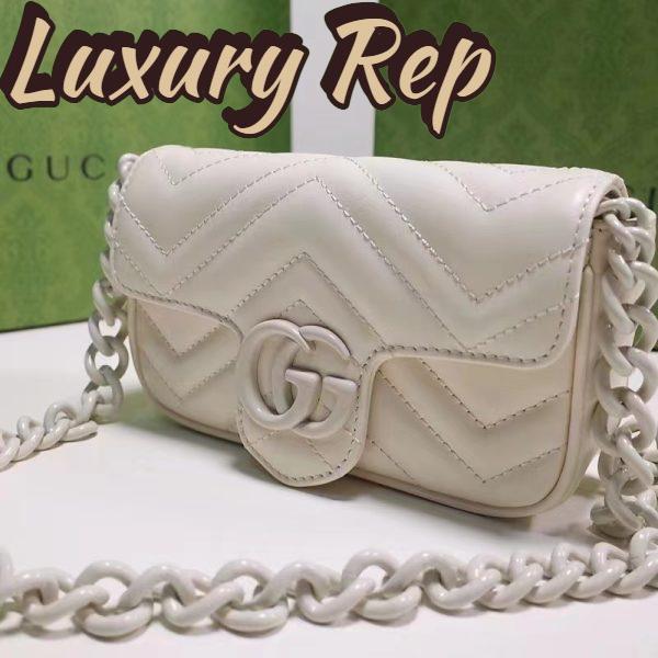 Replica Gucci Women GG Marmont Belt Bag White Chevron Matelassé Leather Double G 5