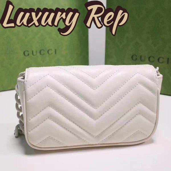 Replica Gucci Women GG Marmont Belt Bag White Chevron Matelassé Leather Double G 7