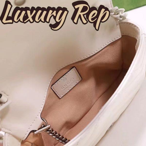 Replica Gucci Women GG Marmont Belt Bag White Chevron Matelassé Leather Double G 9