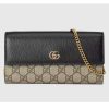 Replica Gucci Women GG Marmont Chain Wallet Black Beige Ebony GG Supreme Canvas