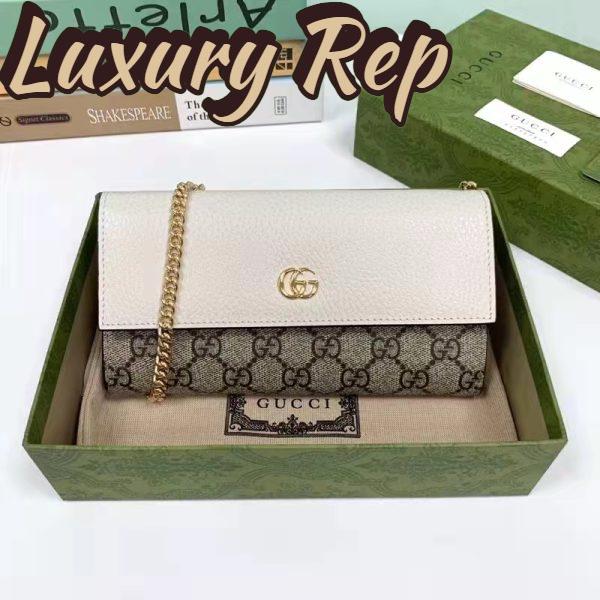 Replica Gucci Women GG Marmont Chain Wallet White Beige Ebony GG Supreme Canvas 3