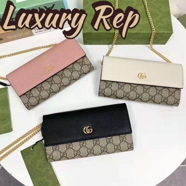 Replica Gucci Women GG Marmont Chain Wallet White Beige Ebony GG Supreme Canvas 7