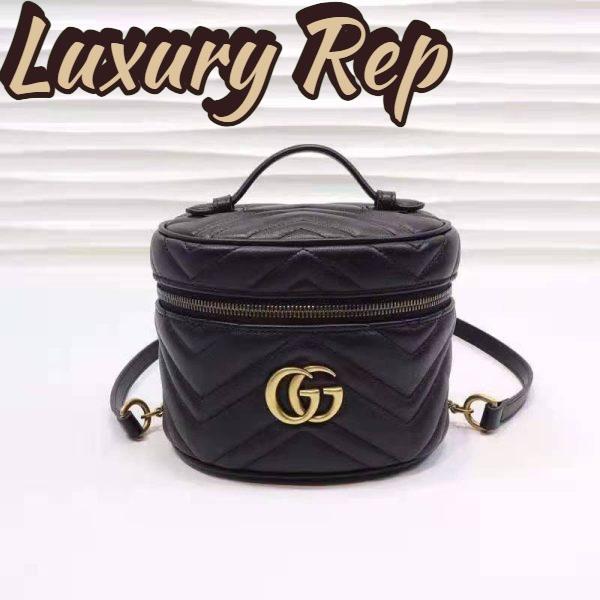 Replica Gucci Women GG Marmont Cosmetic Case Black Matelassé Chevron Leather 3