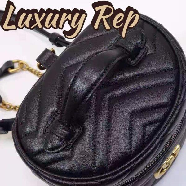 Replica Gucci Women GG Marmont Cosmetic Case Black Matelassé Chevron Leather 7
