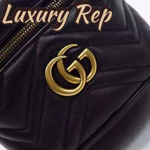 Replica Gucci Women GG Marmont Cosmetic Case Black Matelassé Chevron Leather 8