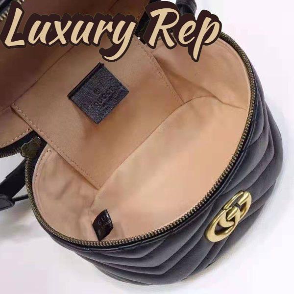 Replica Gucci Women GG Marmont Cosmetic Case Black Matelassé Chevron Leather 9