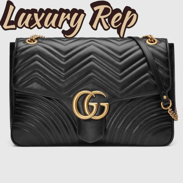 Replica Gucci Women GG Marmont Large Shoulder Bag-Black