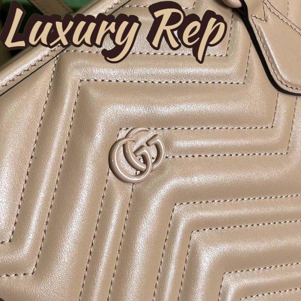 Replica Gucci Women GG Marmont Large Tote Bag Rose Beige Matelassé Chevron Leather 8