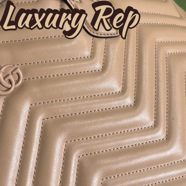 Replica Gucci Women GG Marmont Large Tote Bag Rose Beige Matelassé Chevron Leather 9