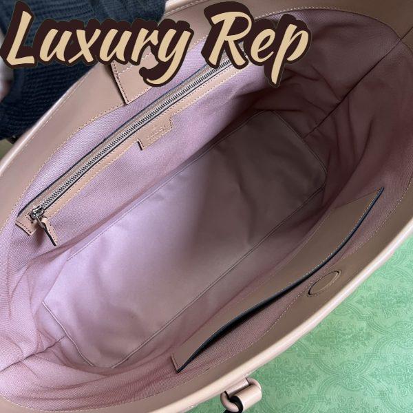 Replica Gucci Women GG Marmont Large Tote Bag Rose Beige Matelassé Chevron Leather 10