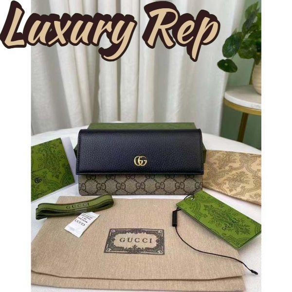 Replica Gucci Women GG Marmont Leather Continental Wallet Beige Ebony GG Supreme Canvas 3