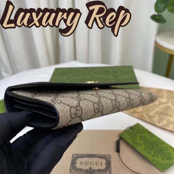 Replica Gucci Women GG Marmont Leather Continental Wallet Beige Ebony GG Supreme Canvas 5