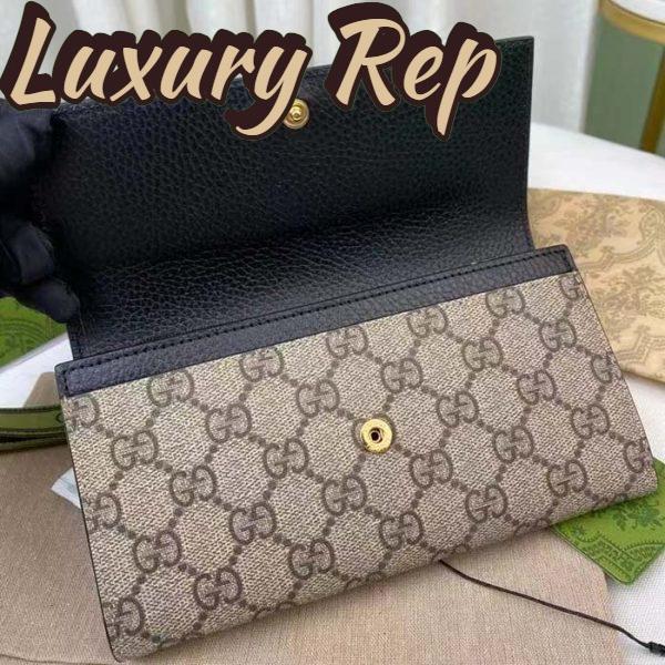 Replica Gucci Women GG Marmont Leather Continental Wallet Beige Ebony GG Supreme Canvas 6