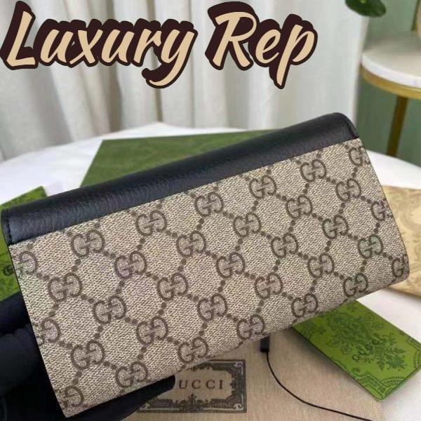 Replica Gucci Women GG Marmont Leather Continental Wallet Beige Ebony GG Supreme Canvas 8