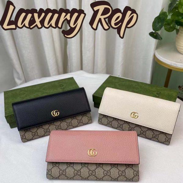 Replica Gucci Women GG Marmont Leather Continental Wallet Beige Ebony GG Supreme Canvas 9