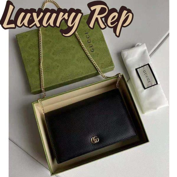 Replica Gucci Women GG Marmont Leather Mini Chain Bag Black Metal Free Tanned Leather Double G 3