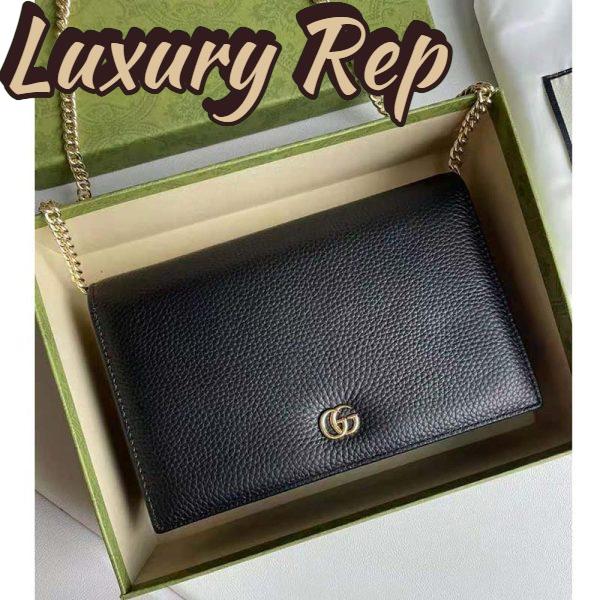 Replica Gucci Women GG Marmont Leather Mini Chain Bag Black Metal Free Tanned Leather Double G 4