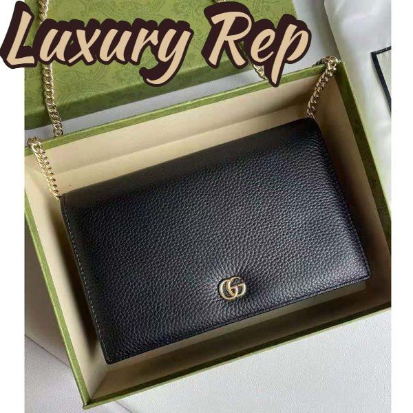 Replica Gucci Women GG Marmont Leather Mini Chain Bag Black Metal Free Tanned Leather Double G 5