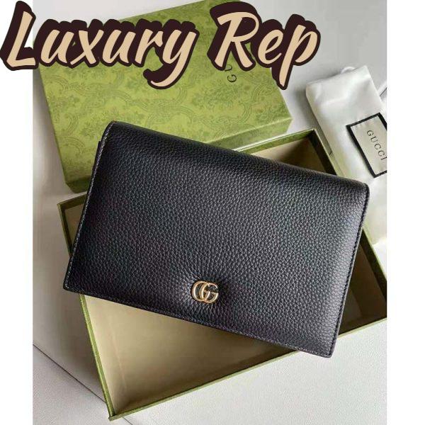 Replica Gucci Women GG Marmont Leather Mini Chain Bag Black Metal Free Tanned Leather Double G 6