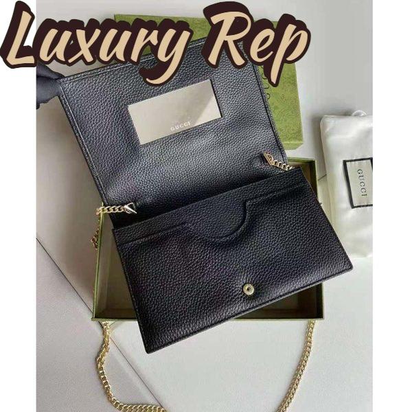 Replica Gucci Women GG Marmont Leather Mini Chain Bag Black Metal Free Tanned Leather Double G 8
