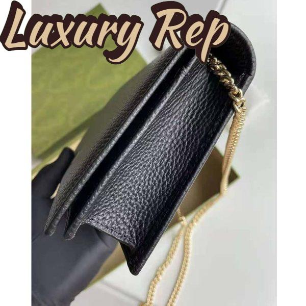 Replica Gucci Women GG Marmont Leather Mini Chain Bag Black Metal Free Tanned Leather Double G 9