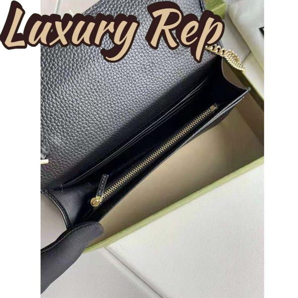 Replica Gucci Women GG Marmont Leather Mini Chain Bag Black Metal Free Tanned Leather Double G 10
