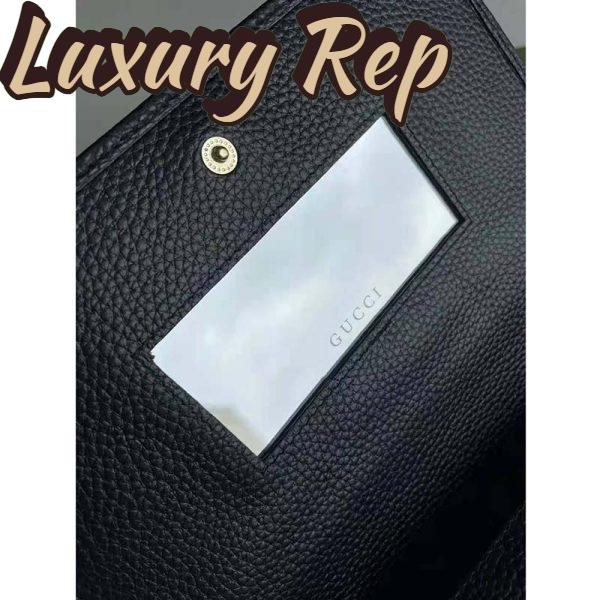 Replica Gucci Women GG Marmont Leather Mini Chain Bag Black Metal Free Tanned Leather Double G 12