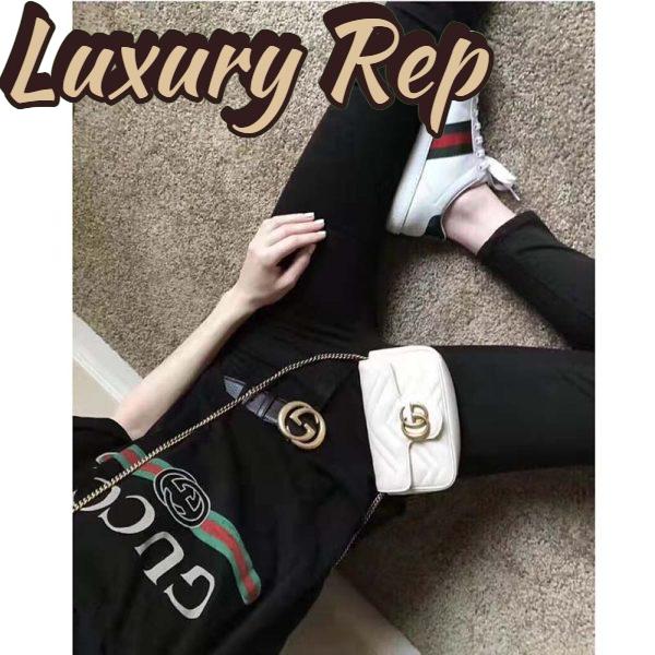 Replica Gucci Women GG Marmont Matelassé Leather Super Mini Bag White Double G 3