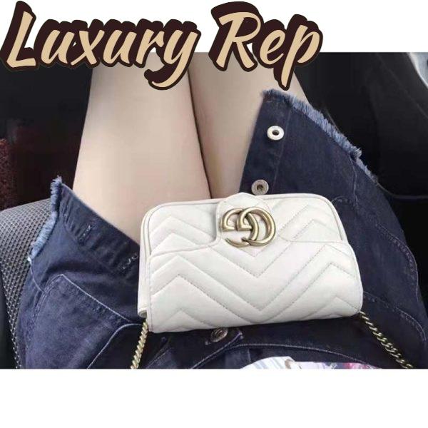 Replica Gucci Women GG Marmont Matelassé Leather Super Mini Bag White Double G 4