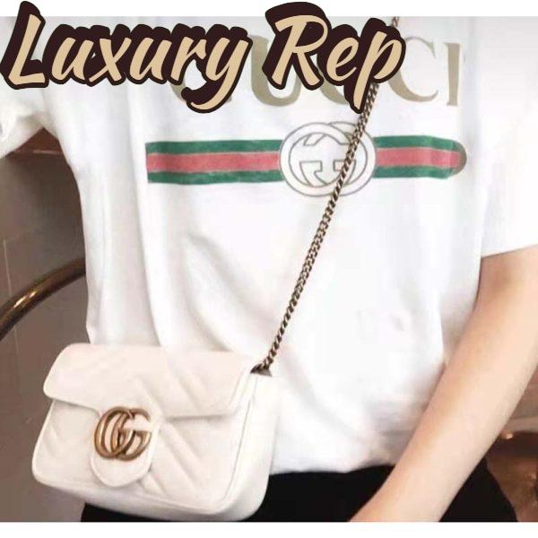 Replica Gucci Women GG Marmont Matelassé Leather Super Mini Bag White Double G 5