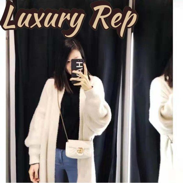 Replica Gucci Women GG Marmont Matelassé Leather Super Mini Bag White Double G 11