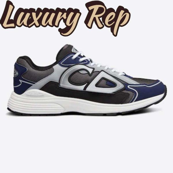 Replica Dior Unisex Shoes CD B30 Sneaker Anthracite Gray Mesh Black Blue Technical Fabric