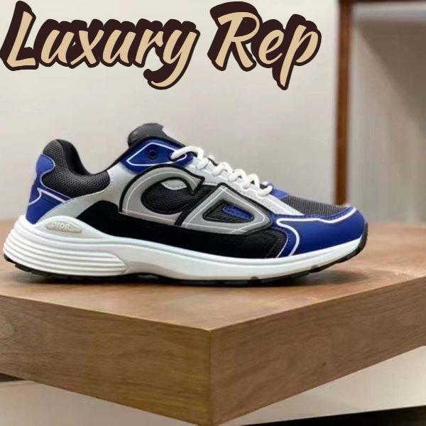 Replica Dior Unisex Shoes CD B30 Sneaker Anthracite Gray Mesh Black Blue Technical Fabric 3