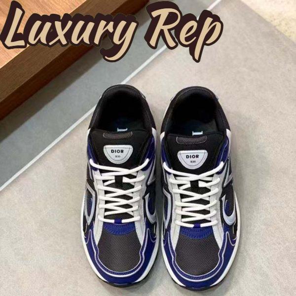 Replica Dior Unisex Shoes CD B30 Sneaker Anthracite Gray Mesh Black Blue Technical Fabric 4