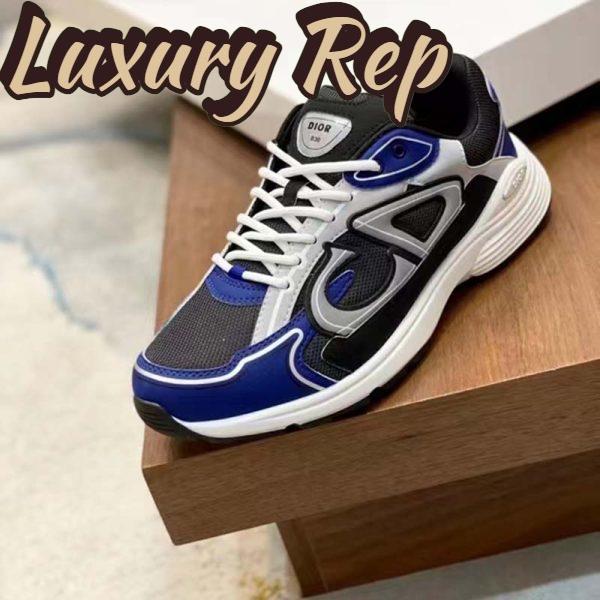 Replica Dior Unisex Shoes CD B30 Sneaker Anthracite Gray Mesh Black Blue Technical Fabric 9