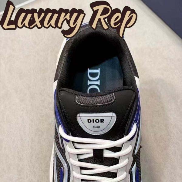 Replica Dior Unisex Shoes CD B30 Sneaker Anthracite Gray Mesh Black Blue Technical Fabric 11